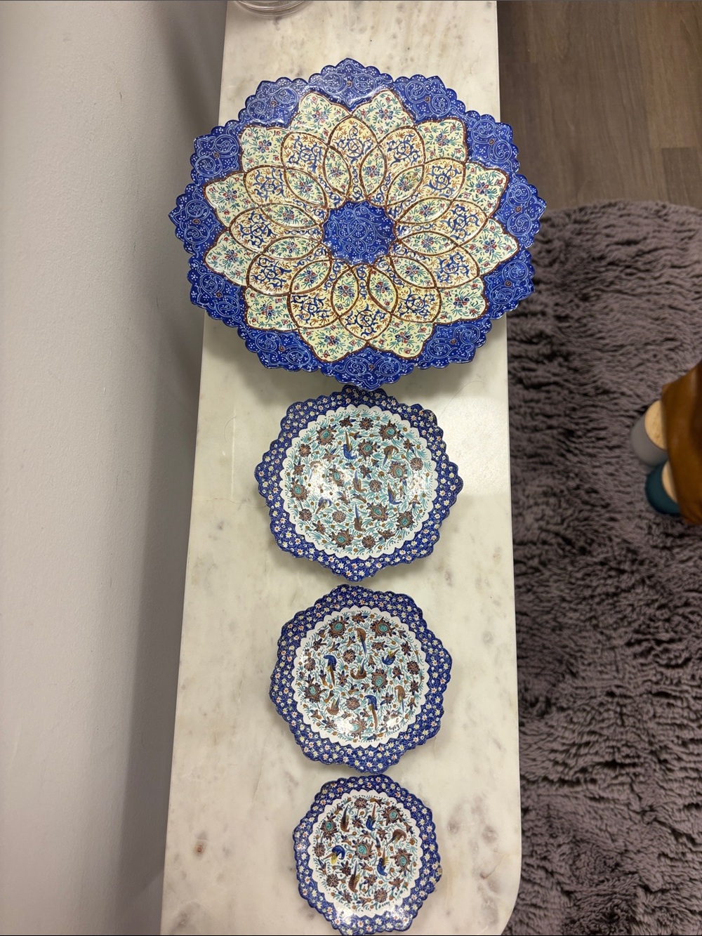 Hand-Painted Decorative Wall Plate Set - 4 Pieces